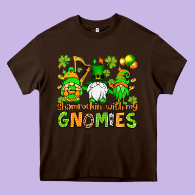 St. Patrick's Day Shamrockin' With My Gnomies Heavy Core Tee Designed By Oliviacreatesart