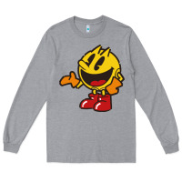 Heather Grey pacman Long Sleeve Tee - DesigneFamous