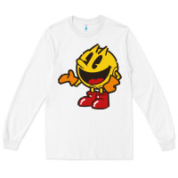 White pacman Long Sleeve Tee - DesigneFamous