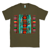 Army Green serape aztec leopard and turquoise glitter with gemstone brushstroke Classic Tee - Artiststas