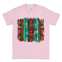 Bubblegum Pink serape aztec leopard and turquoise glitter with gemstone brushstroke Classic Tee - Artiststas