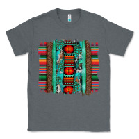 Charcoal Heather serape aztec leopard and turquoise glitter with gemstone brushstroke Classic Tee - Artiststas