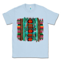 Dusty Blue serape aztec leopard and turquoise glitter with gemstone brushstroke Classic Tee - Artiststas