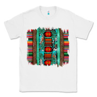 White serape aztec leopard and turquoise glitter with gemstone brushstroke Classic Tee - Artiststas