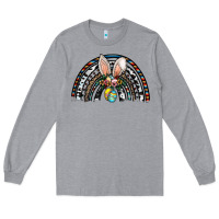 Heather Grey easter rainbow Long Sleeve Tee - CowhideDigitalArt