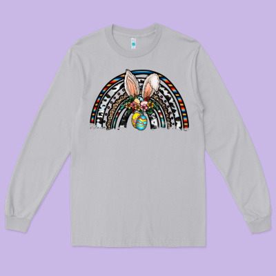 Easter Rainbow Long Sleeve Tee Designed By Cowhidedigitalart