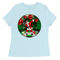 Baby Blue Dancing santa Ladies Tee - FaDigitalArtStudio