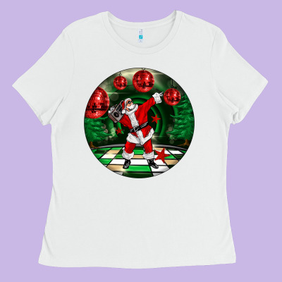 Dancing Santa Ladies Tee Designed By Fadigitalartstudio