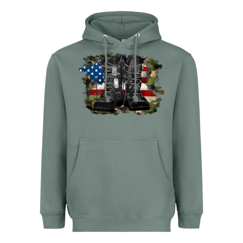 American Flag With Army Boots Heavyweight Hoodie by RanaPortraitStore | Teevron
