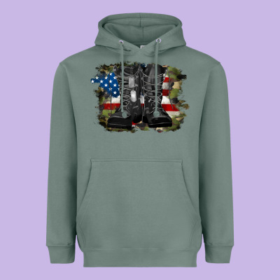 American Flag With Army Boots Heavyweight Hoodie Designed By Ranaportraitstore
