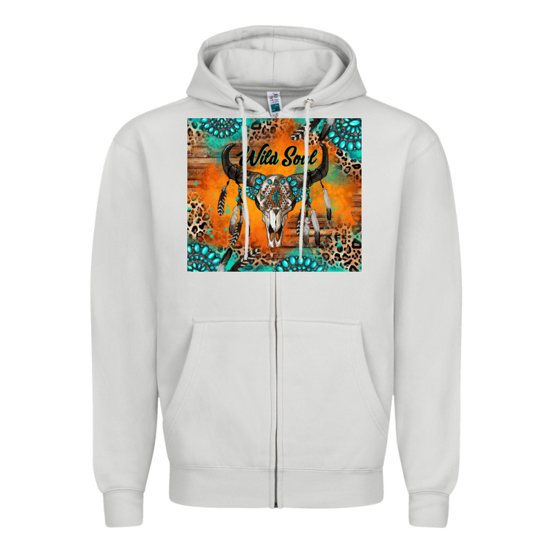 Wild Soul Boho Bull Skull Zipper Hoodie by RanaPortraitStore | Teevron