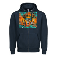 Navy wild soul boho bull skull Zipper Hoodie - RanaPortraitStore