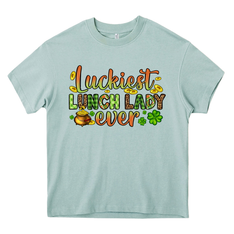 St. Patrick's Luckiest Lunch Lady Ever Heavy Core Tee by OliviaCreatesArt | Teevron