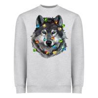 Heather Grey Christmas with wolf Heavyweight Sweatshirt - RanaPortraitStore