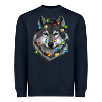 Navy Christmas with wolf Heavyweight Sweatshirt - RanaPortraitStore