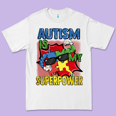 Autism Is My Superpower Autism Awareness Day Premium Tee Designed By Fadigitalartstudio