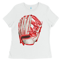 White Catchers Mitt Fa Element Ladies Tee - FaDigitalArtStudio