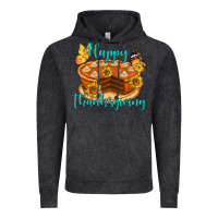 Vintage Black Happy Thanksgiving Pumpkin Pie Vintage Hoodie - LillyAllenDesigns