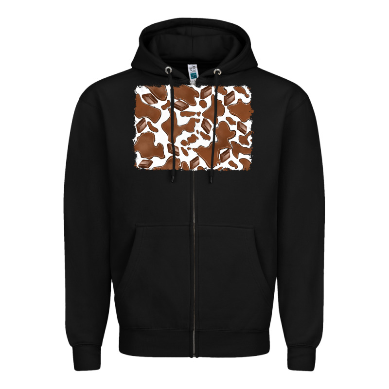 Distressed Chocolate Milkshake Cowhide Zipper Hoodie by RanaPortraitStore | Teevron
