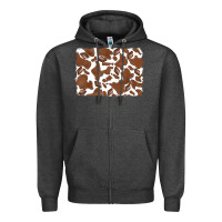 Charcoal Heather distressed chocolate milkshake cowhide Zipper Hoodie - RanaPortraitStore