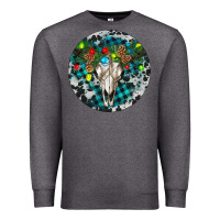 Charcoal Heather Bull Skull Christmas Premium Sweatshirt - RanaPortraitStore