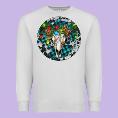 Bull Skull Christmas Premium Sweatshirt Designed By Ranaportraitstore