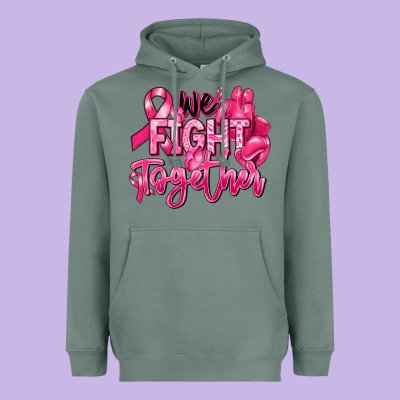 We Fight Together Breast Cancer Heavyweight Hoodie Designed By Ranaportraitstore