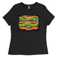 Black Halloween Skull Background Ladies Tee - BundleAndBundleShop