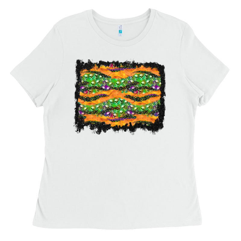 Halloween Skull Background Ladies Tee by BundleAndBundleShop | Teevron