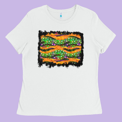 Halloween Skull Background Ladies Tee Designed By Bundleandbundleshop