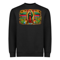 Black lady of guadalupe serape background Heavyweight Sweatshirt - Jasminsmagicworld