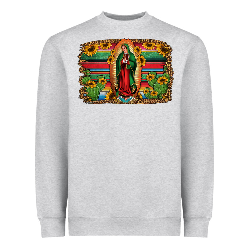 Lady Of Guadalupe Serape Background Heavyweight Sweatshirt by Jasminsmagicworld | Teevron