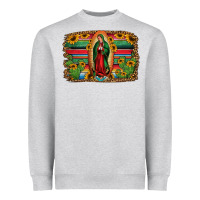 Heather Grey lady of guadalupe serape background Heavyweight Sweatshirt - Jasminsmagicworld
