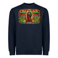 Navy lady of guadalupe serape background Heavyweight Sweatshirt - Jasminsmagicworld