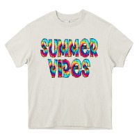 Cream summer vibes tie dye doodle Heavy Core Tee - CowCowDesign