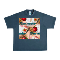 Midnight Navy Best Teacher Seamless Pattern Urban Heavy Tee - BundleAndBundleShop