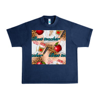 Navy Best Teacher Seamless Pattern Urban Heavy Tee - BundleAndBundleShop