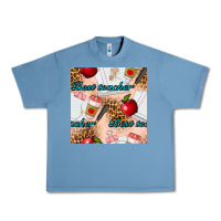 Pebble Blue Best Teacher Seamless Pattern Urban Heavy Tee - BundleAndBundleShop