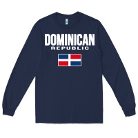 Navy dominican republic Long Sleeve Tee - DesigneFamous