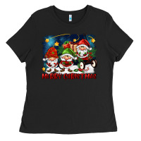Black merry christmas gnomies wagon Ladies Tee - FaDigitalArtStudio