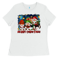 White merry christmas gnomies wagon Ladies Tee - FaDigitalArtStudio