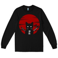 Black ninja cat japanese Long Sleeve Tee - DesigneFamous