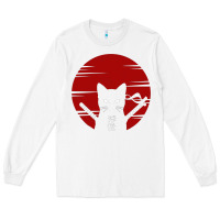 White ninja cat japanese Long Sleeve Tee - DesigneFamous