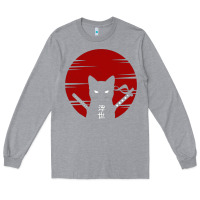 Heather Grey ninja cat japanese Long Sleeve Tee - DesigneFamous