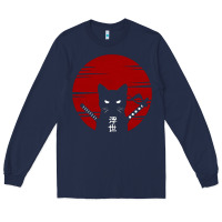 Navy ninja cat japanese Long Sleeve Tee - DesigneFamous
