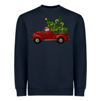 Navy Christmas Trees With Truck Heavyweight Sweatshirt - RanaPortraitStore