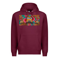 Burgundy school bus leopard gemstone license plate Premium Hoodie - Artiststas
