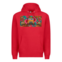 Red school bus leopard gemstone license plate Premium Hoodie - Artiststas