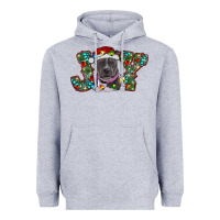 Heather Grey Christmas Pitbull Joy Heavyweight Hoodie - RanaPortraitStore