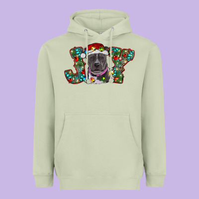 Christmas Pitbull Joy Heavyweight Hoodie Designed By Ranaportraitstore